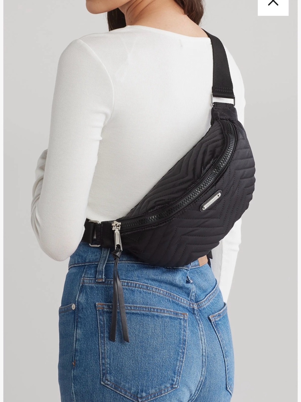 Rebecca Minkoff Cree Nylon Quilted Black Belt Bag